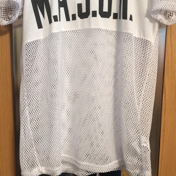 Forever 21 size S white mesh short sleeve shirt with solid front panel MAJOR - Picture 3 of 8